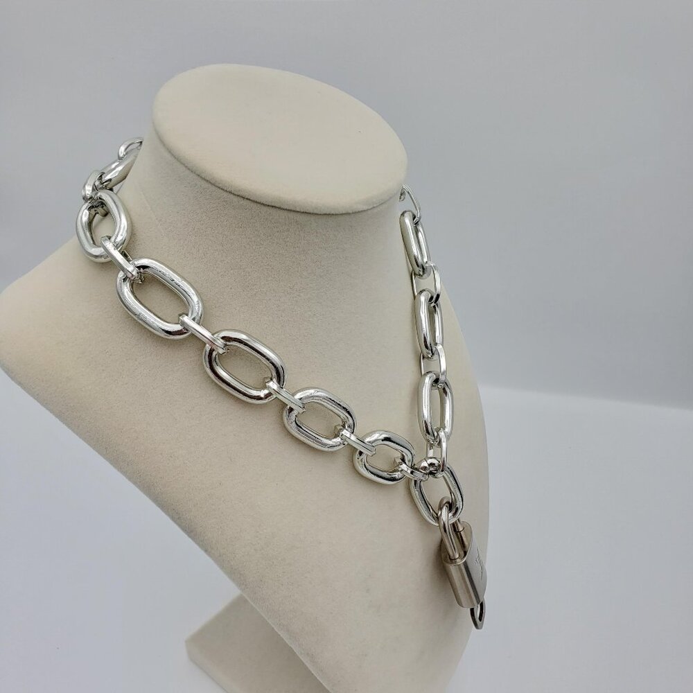 Authentic Louis Vuitton Padlock w/Unbranded Stainless Steel Plated Silver Chain - Picture 3 of 7